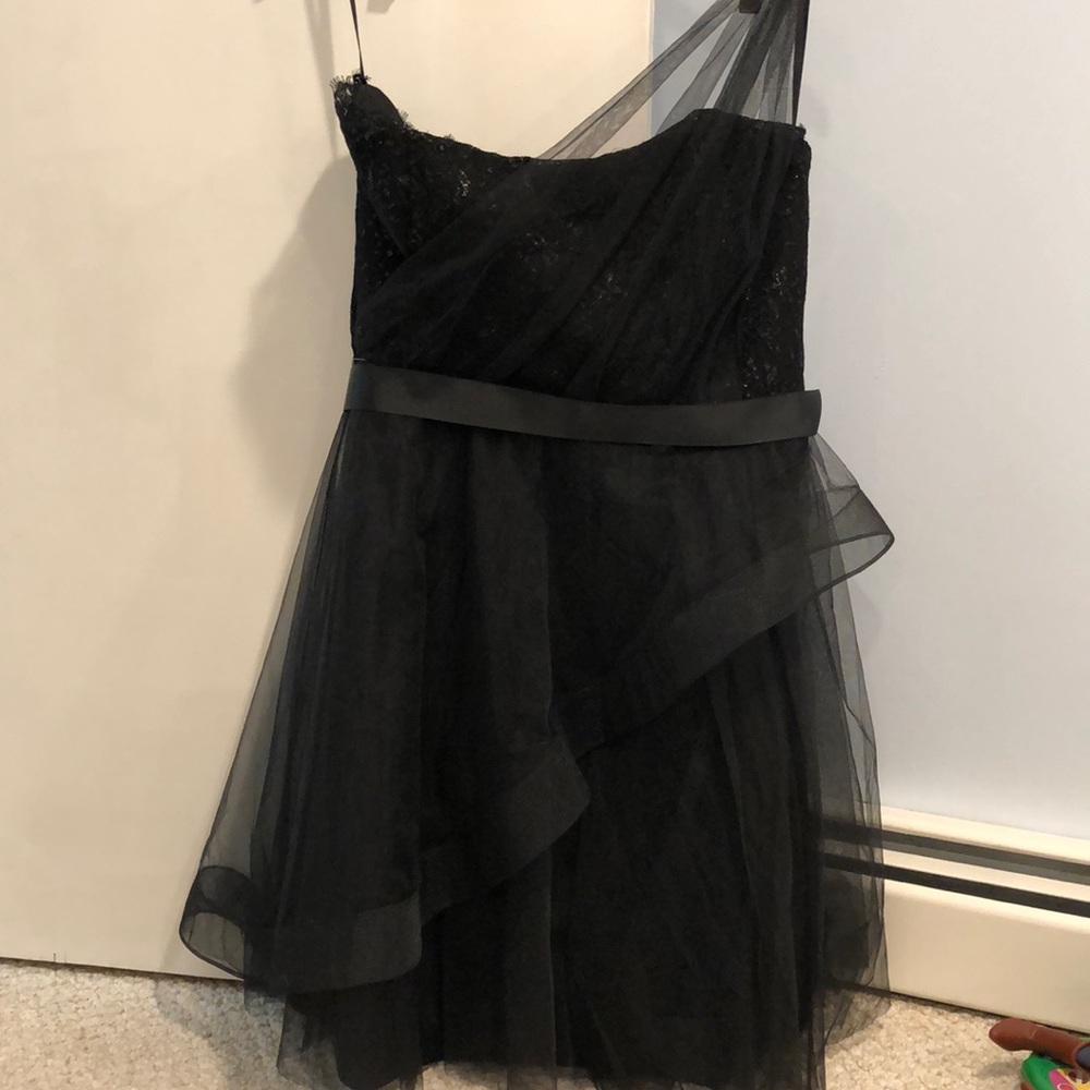 Black Lace and Tulle Cocktail bridesmaid Dress
